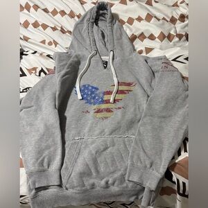 Grunt Style Gray Hoodie with American Flag Design